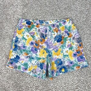 Bather Swim Trunks Mens XL Multicolor Floral Mesh Lined Drawstring Beach Resort